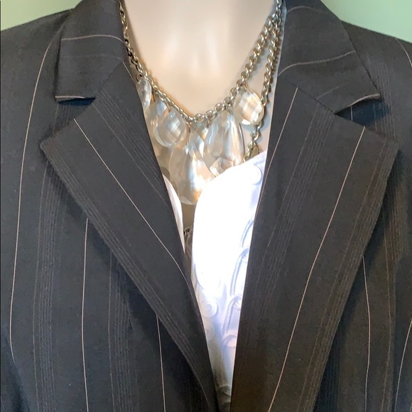 INC 2PC PINSTRIPE SUIT, Size 14P, Black. - Picture 7 of 16